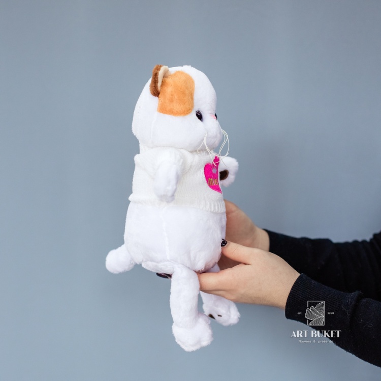 Кошка лили в белом свитере 35 см