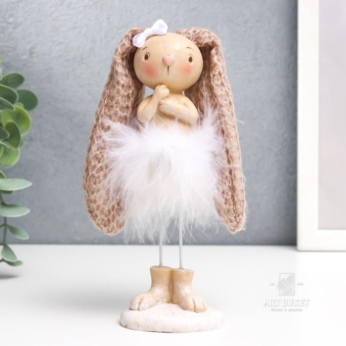 Сувенир полистоун "Заюшка с бантиком в пуховой юбочке" 27х5х5,8 см   