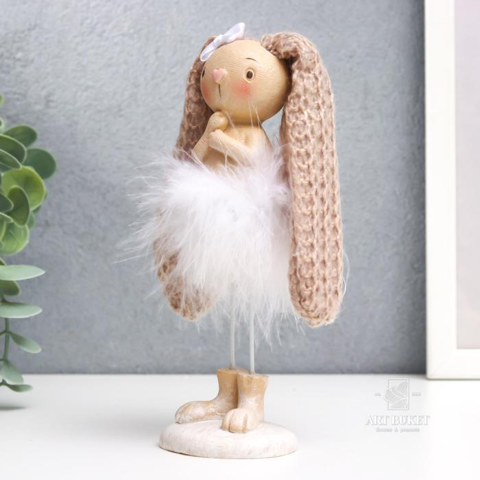 Сувенир полистоун "Заюшка с бантиком в пуховой юбочке" 27х5х5,8 см   