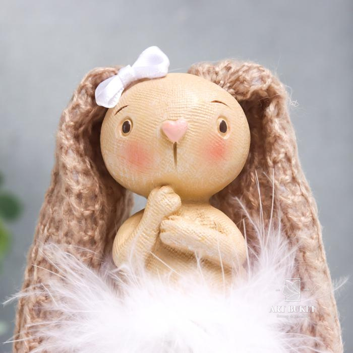 Сувенир полистоун "Заюшка с бантиком в пуховой юбочке" 27х5х5,8 см   