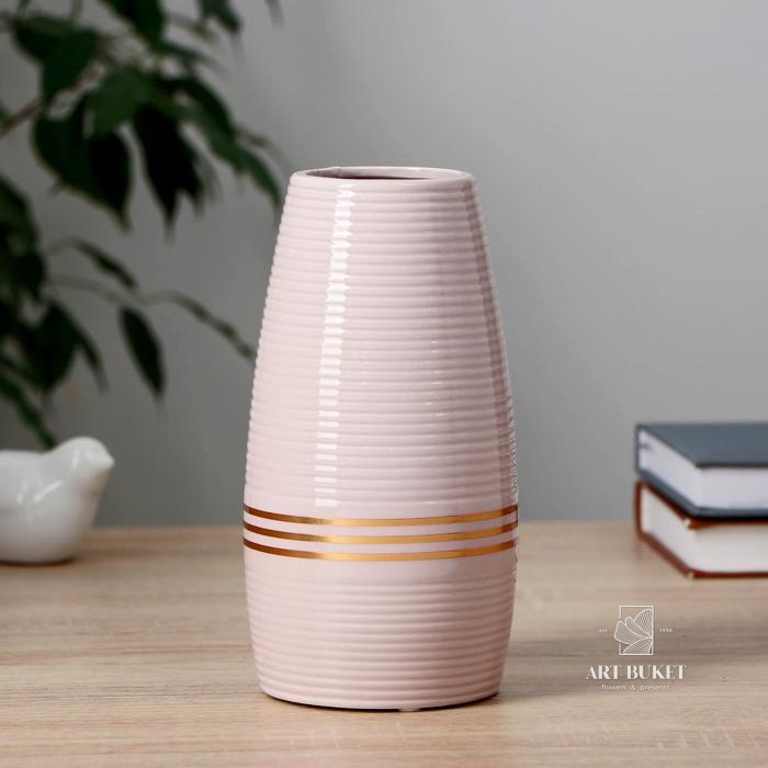 Ваза керамика "Иветт" d-6 см 9х19см, розовый