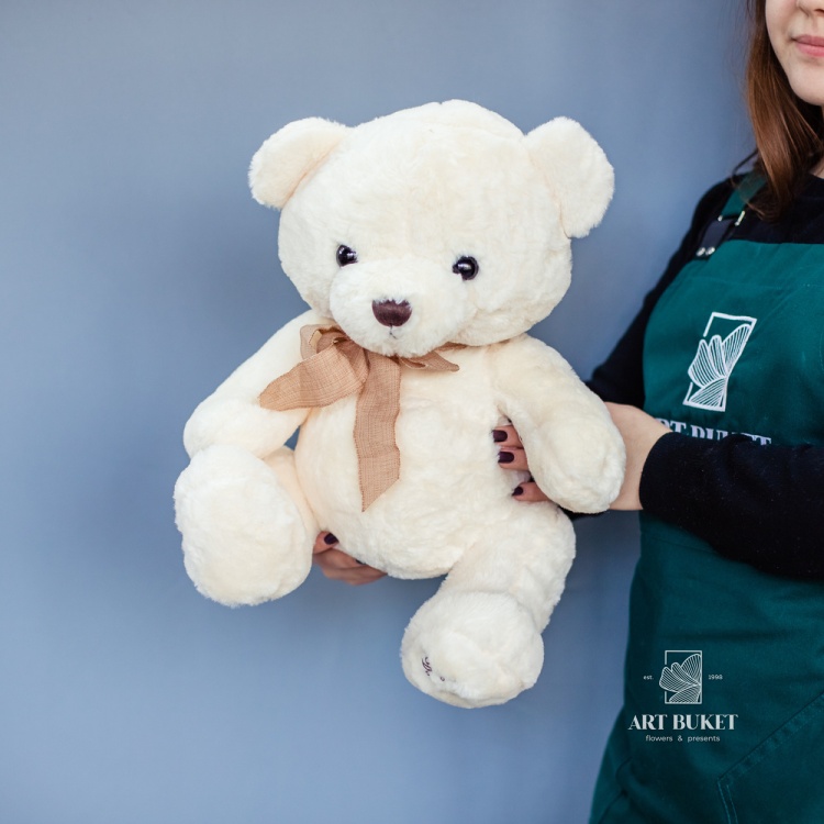 Мишка бежевый с шарфом 40 см