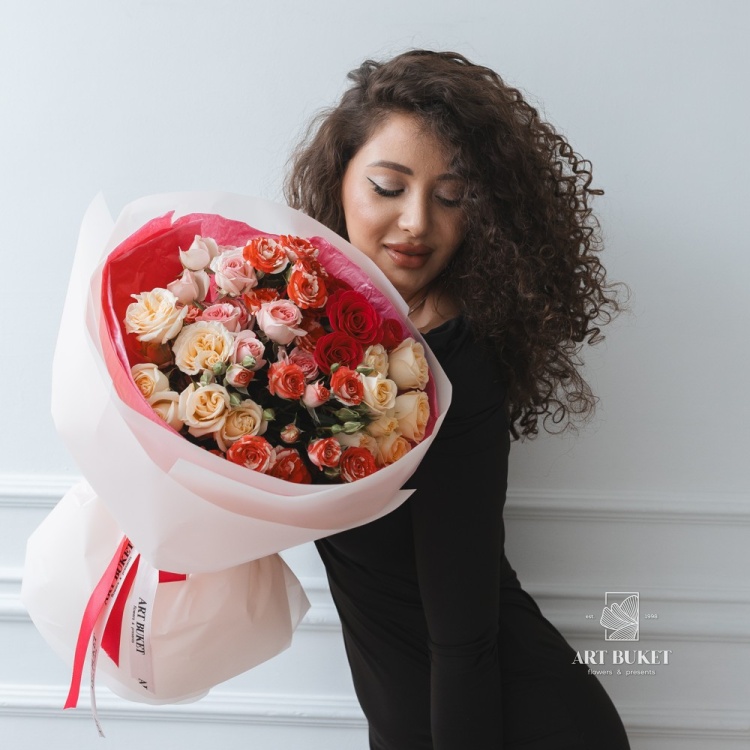 Подарочный сет #45: букет и плюшевый медведь