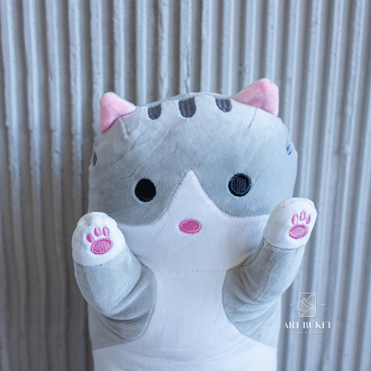 Кот валик 70 см серый