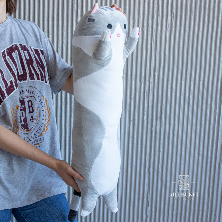 Кот валик 70 см серый