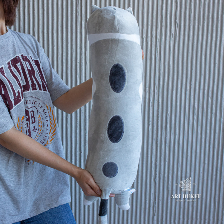 Кот валик 70 см серый