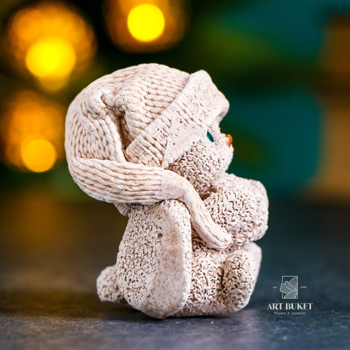 Фигура "Зайка в шапке" бежевый, 7х7х6см