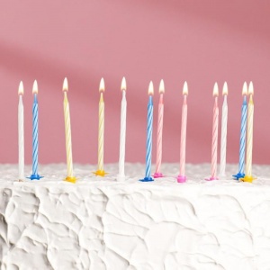 Свечи для торта «Спираль», 6 см, набор: 24 шт и 12 подставок 