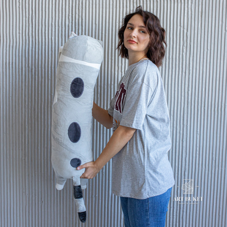 Кот валик 90 см серый