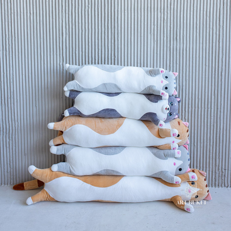 Кот валик 90 см серый