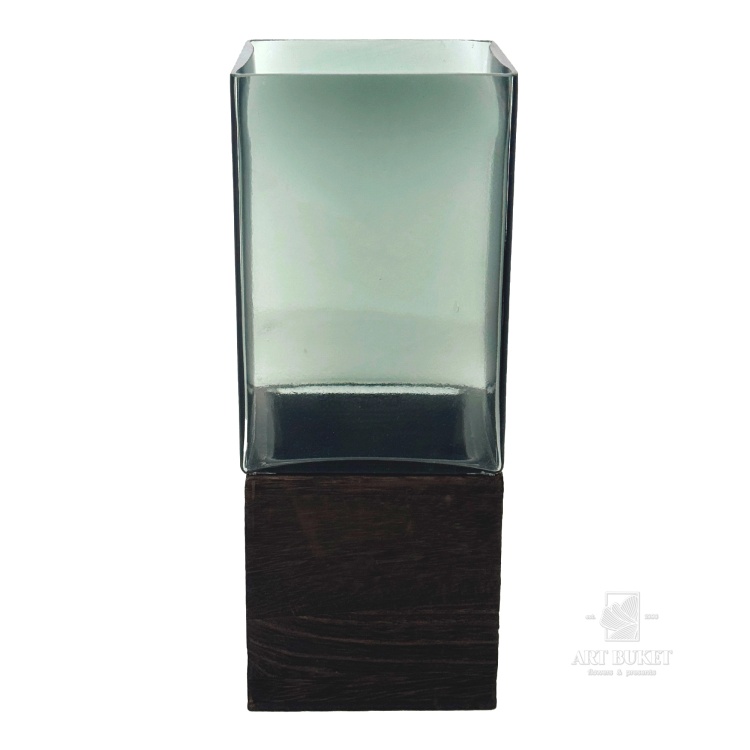 Ваза "Square wood" (стекло), D10хH25 см Серый (H-25, D-10, Серый)