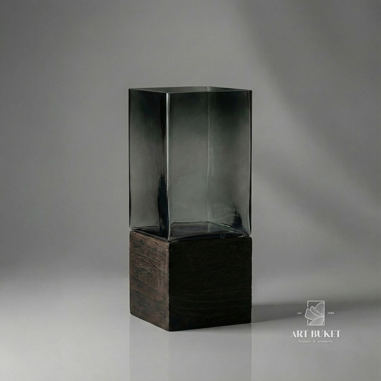Ваза "Square wood" (стекло), D10хH25 см Серый (H-25, D-10, Серый)