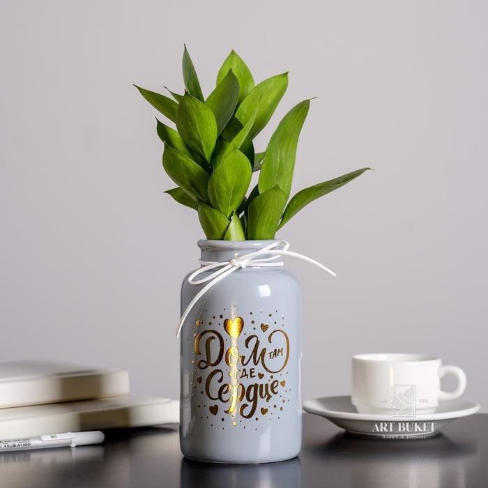 Ваза «Дом там, где сердце», цвет серый