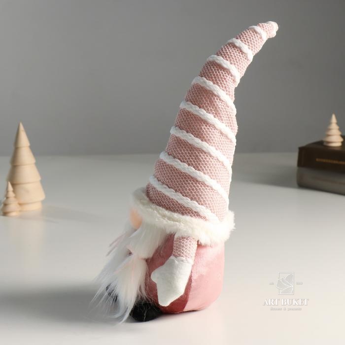 Кукла интерьерная "Бабусечка в розовом колпаке, с сердцем" 15х10х38 см