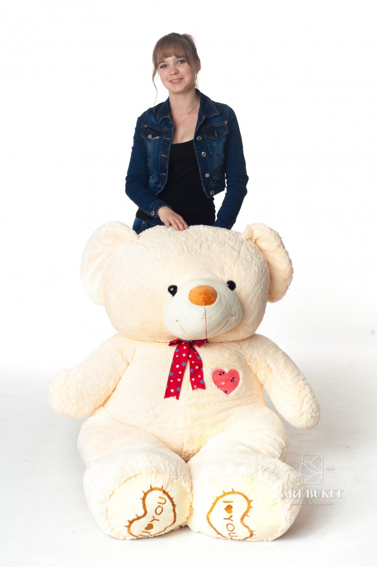 Медведь кремовый с бантом 