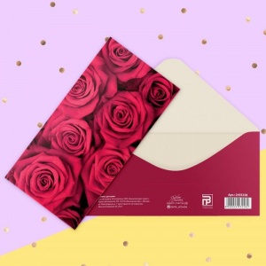 Конверт для денег "Малиновые розы" 16,5 х 8 см 
