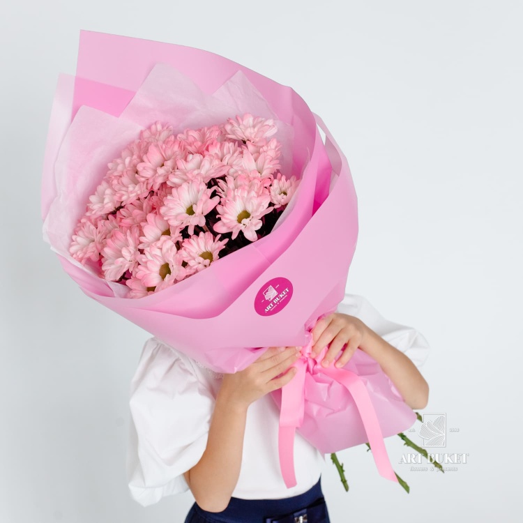 5 розовых ромашковых хризантем