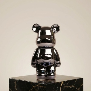 Статуэтка медведь с сердцем, металлик 20.5см