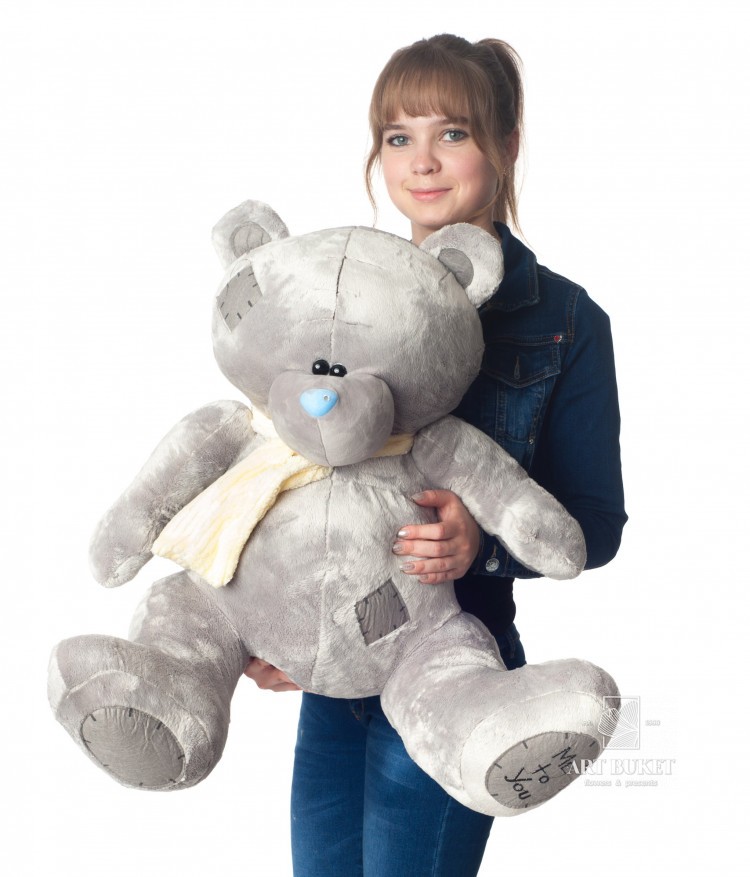 Тедди серый с шарфом