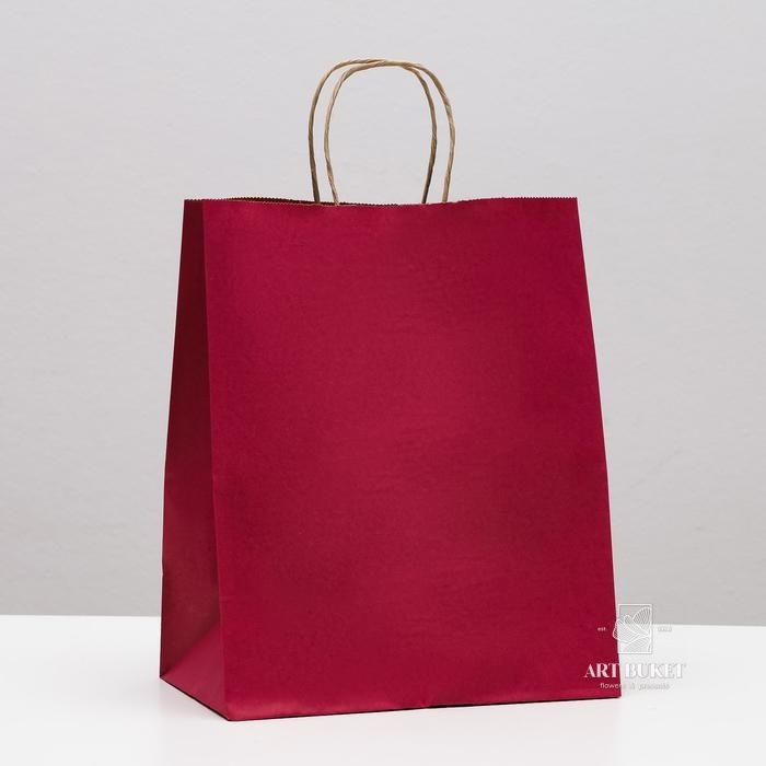 Пакет крафт малиновый, 22 х 12 х 27 см 