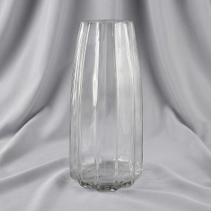 Ваза "Конус гранёный" (стекло), D10хH25 см Прозрачный (H-25, D-10, Прозрачный)