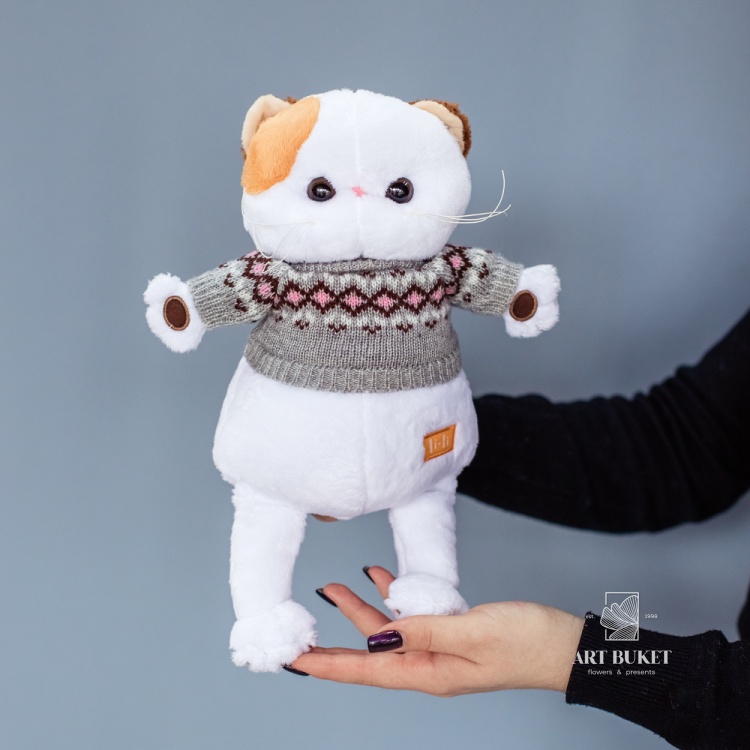 Кошка лили в сером свитере 35 см