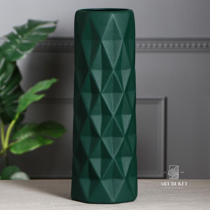 Ваза напольная "Поли" зеленый, муар, 40 см