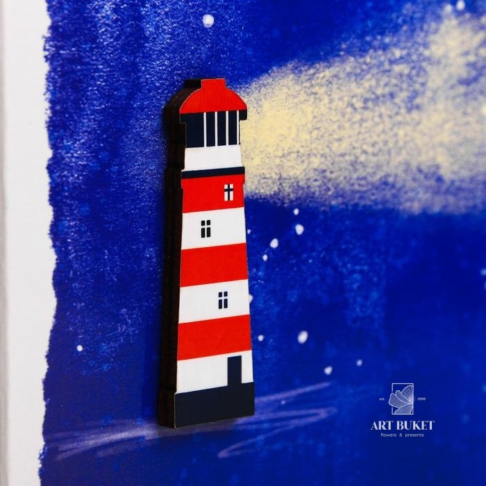 Открытка с деревянным элементом "Маяк" 10 х 15 см   