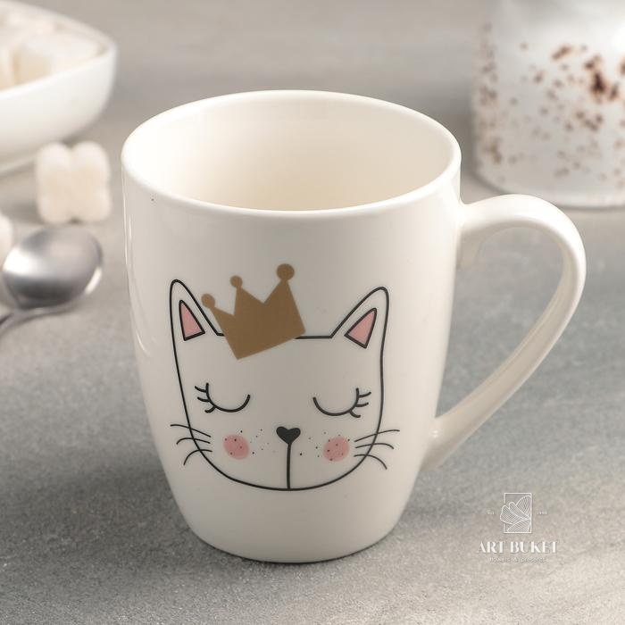Кружка Доляна «Принцесса Мяу», 350 мл, фарфор