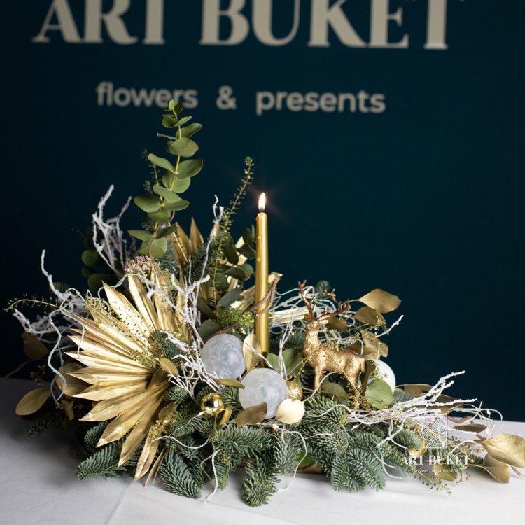 Новогодняя композиция на стол #15