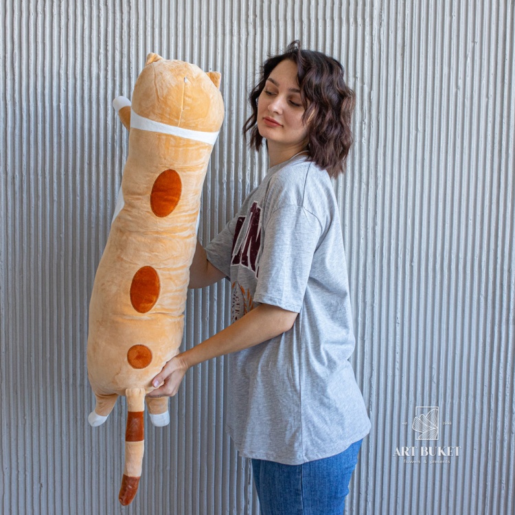 Кот валик 90 см коричневый