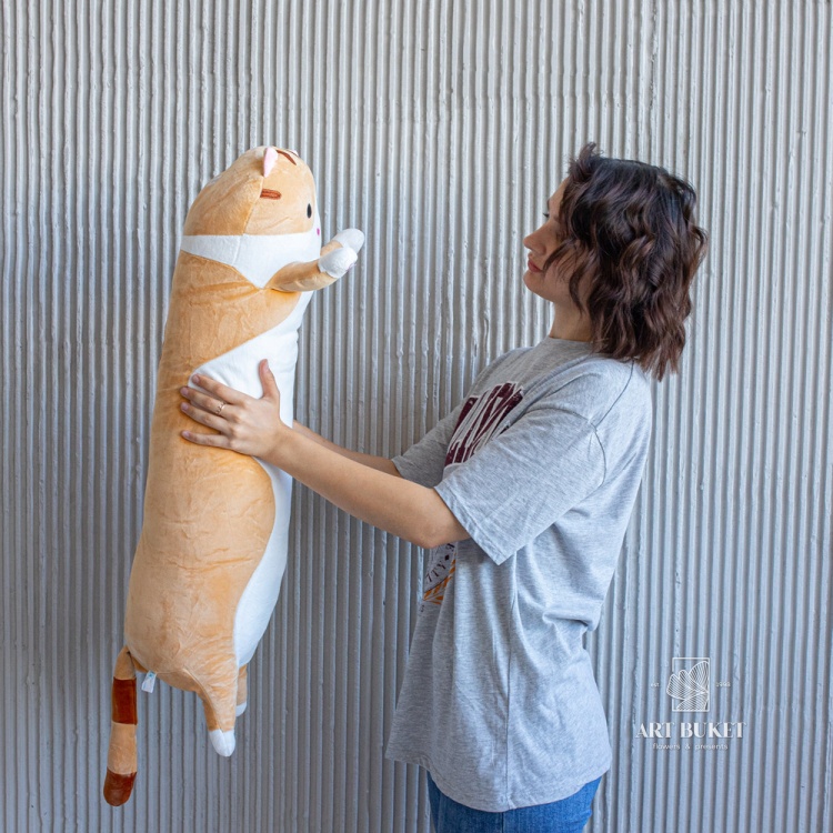 Кот валик 90 см коричневый