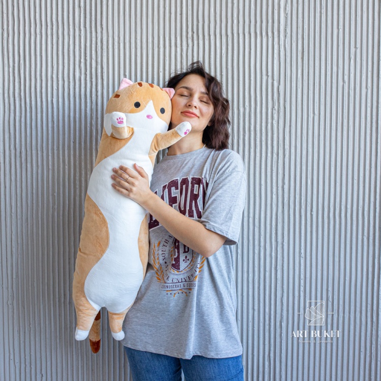 Кот валик 90 см коричневый