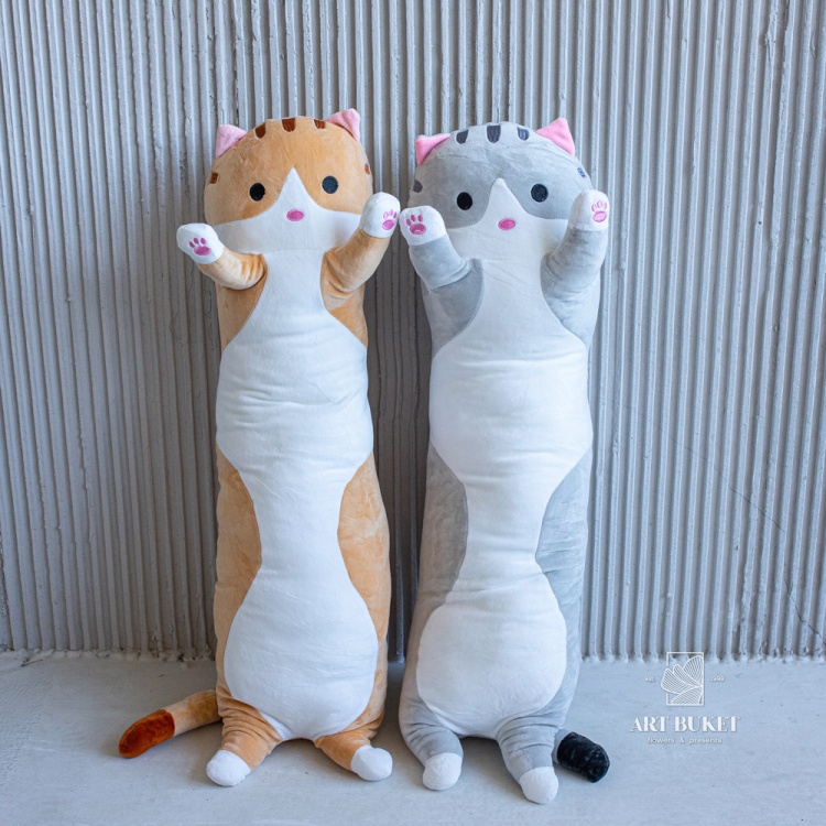 Кот валик 90 см коричневый