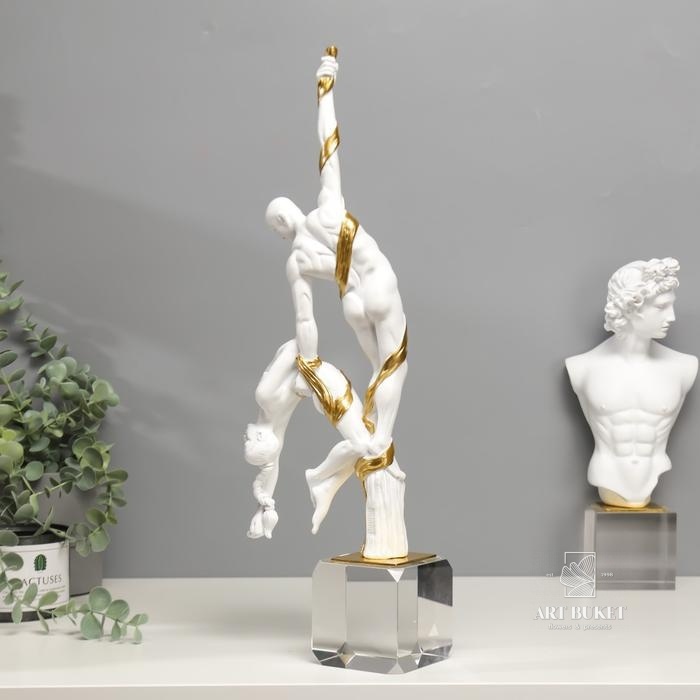 Сувенир "Гимнасты" белый с золотом 47,5х14,5х8 см   