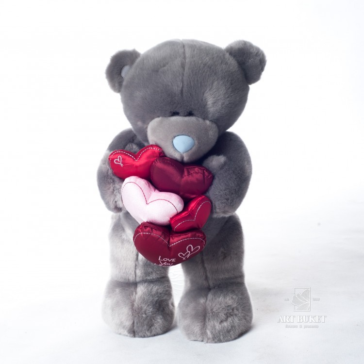 Тедди велюровый с сердцами