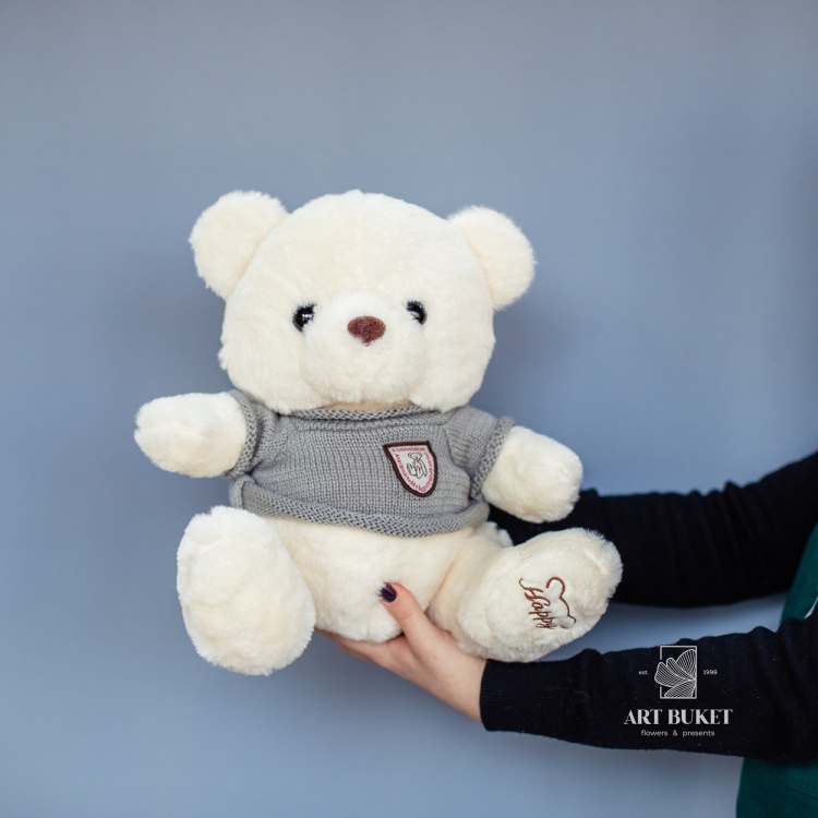 Медведь сидячий бежевый 30 см