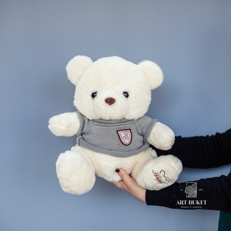 Медведь сидячий бежевый 30 см