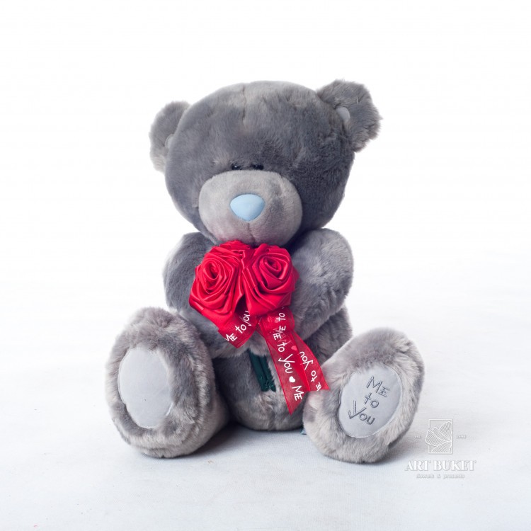 Тедди велюровый с розами