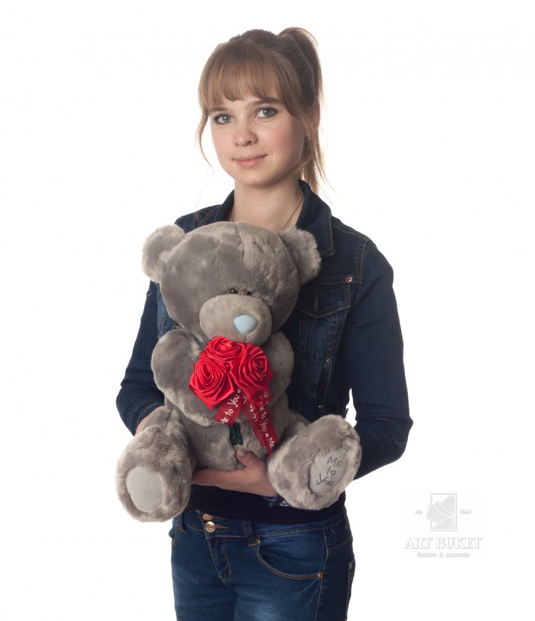 Тедди велюровый с розами