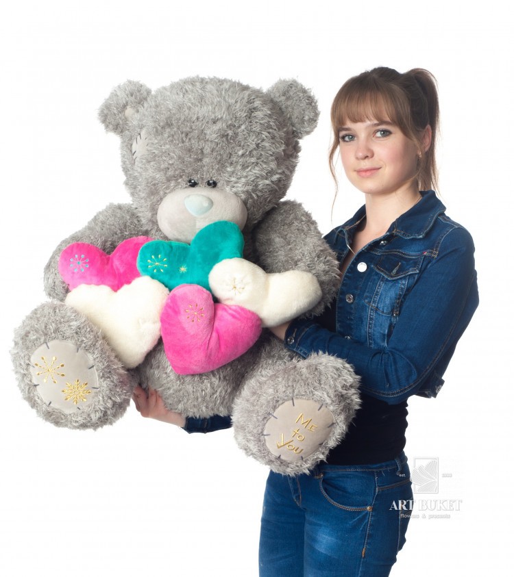 Тедди кучерявый с сердцами