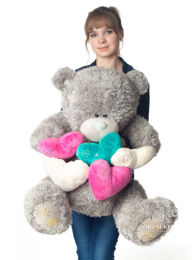 Тедди кучерявый с сердцами