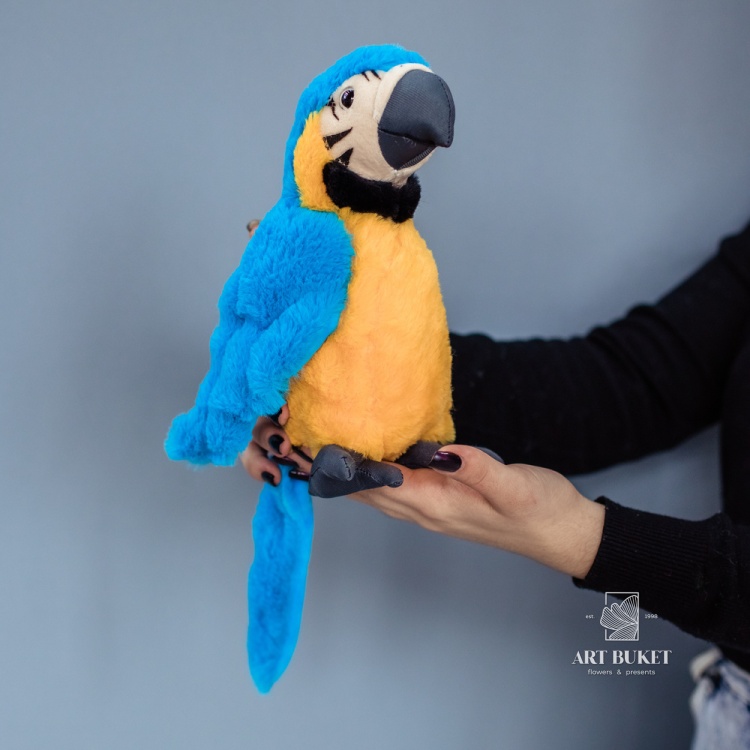 Попугай голубой 25 см