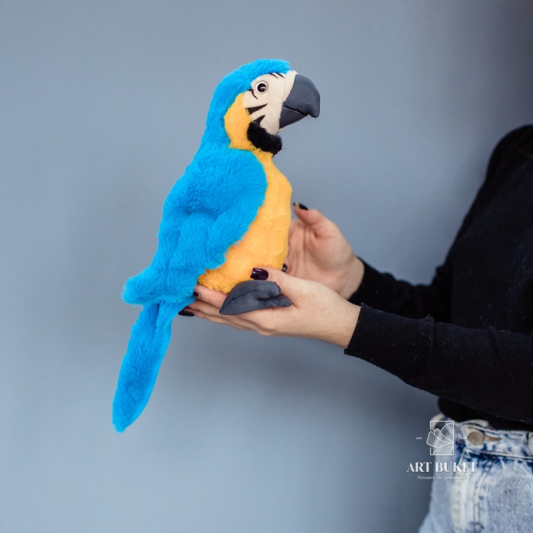 Попугай голубой 25 см