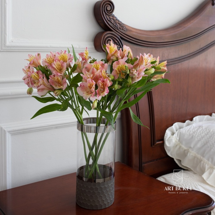 Ваза "Трубка 120" (стекло), D12xH25 см, с ободком Серый