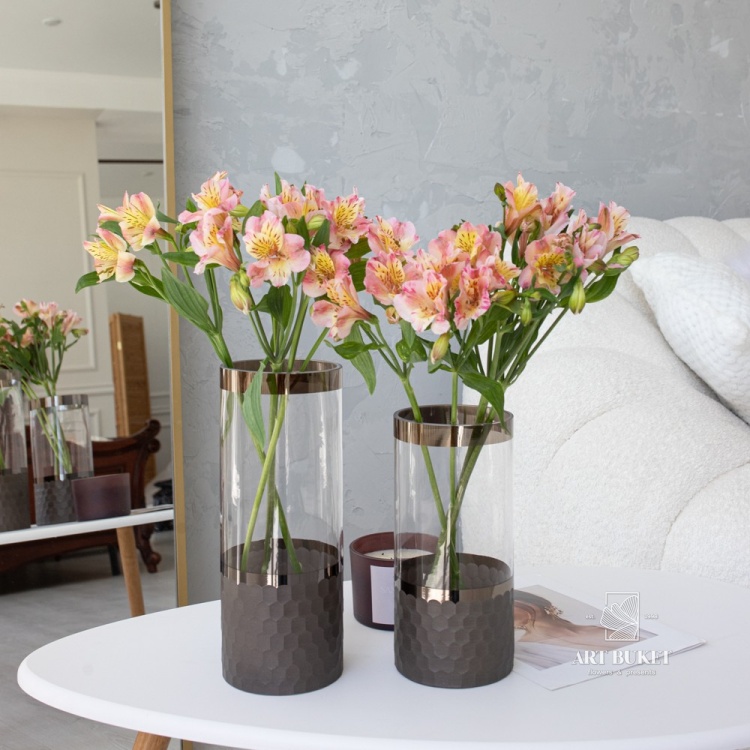 Ваза "Трубка 120" (стекло), D12xH25 см, с ободком Серый