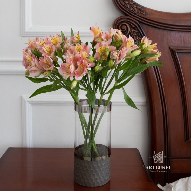 Ваза "Трубка 120" (стекло), D12xH30 см, с ободком Серый