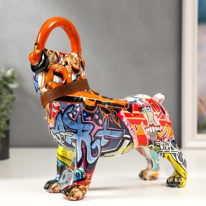 Сувенир "Бульдог в наушниках, расписанный граффити" 24,5х21х8,5 см   