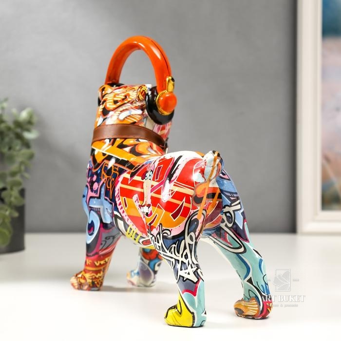 Сувенир "Бульдог в наушниках, расписанный граффити" 24,5х21х8,5 см   