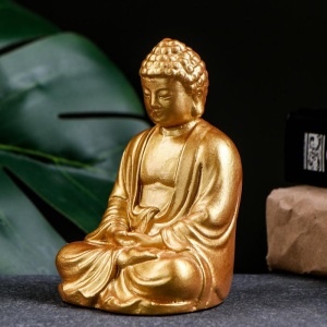 Подставка для благовоний "Будда сидит" золото, 12см 